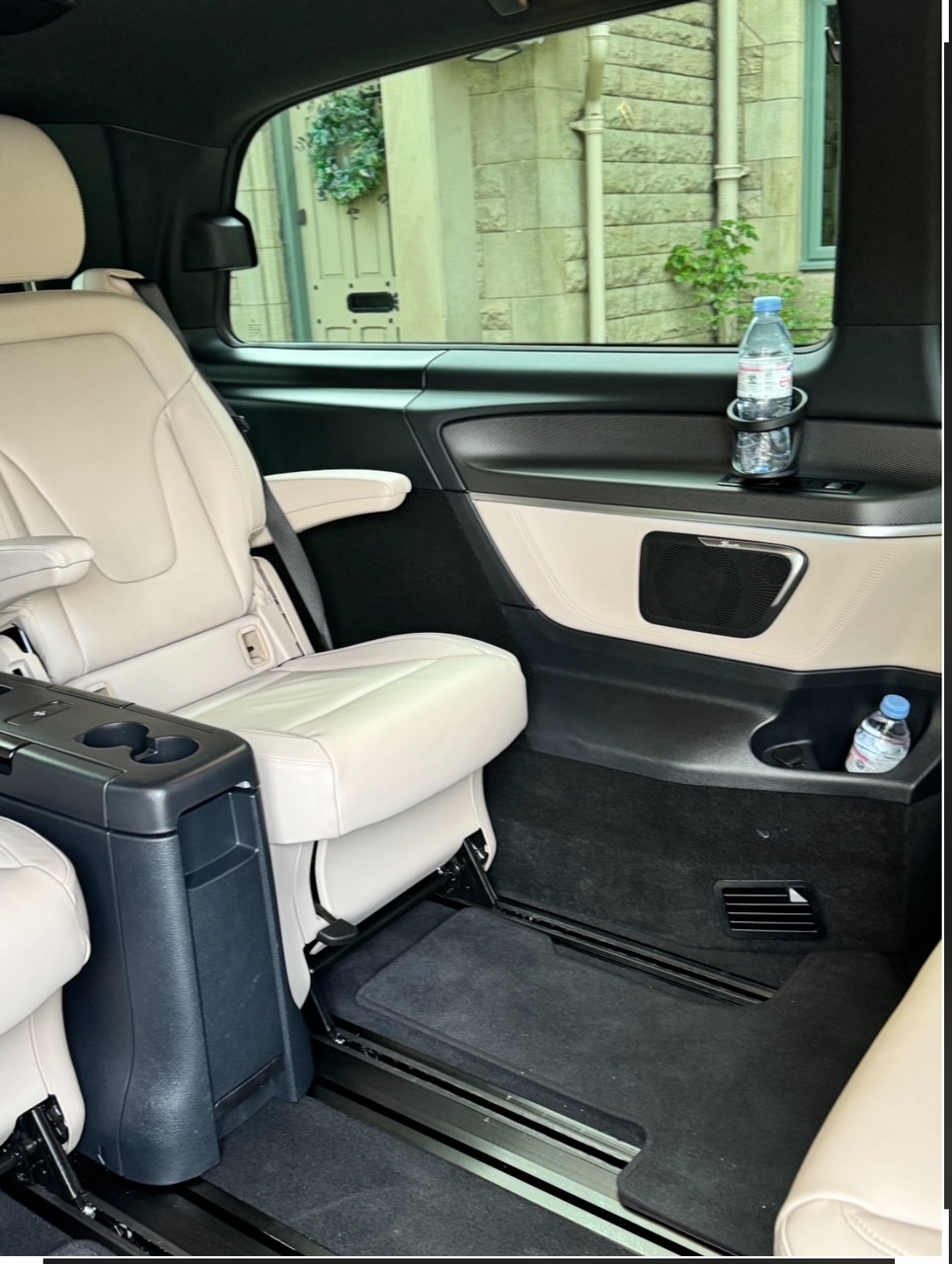 Cream leather interior of a Mercedes V-Class